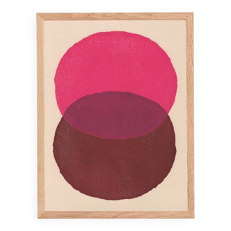 Abstract painting 30x40 illustration in pink and brown signed Eawy.