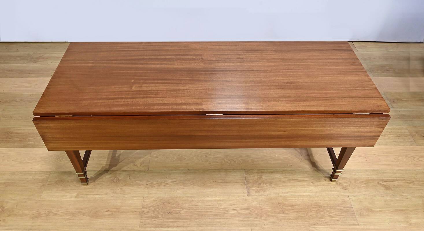 Important Shuttered Table in Sapelli Mahogany, Directoire style – 1970