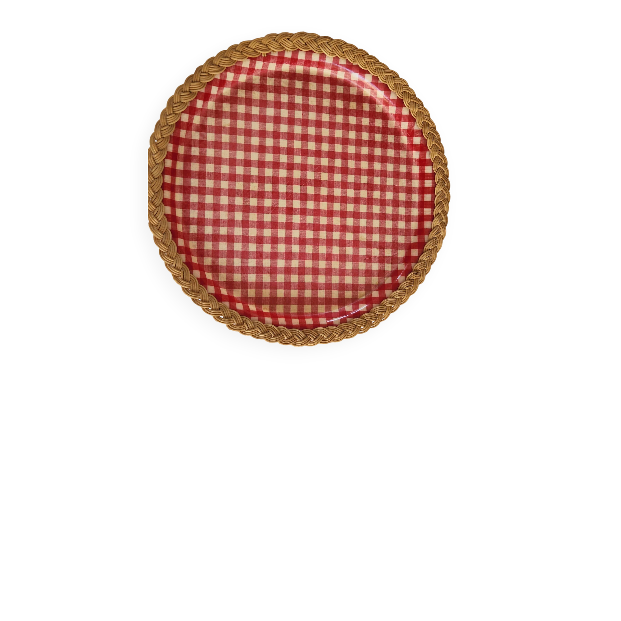 Vintage wicker and fibreglass plateau
