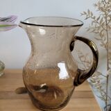 Smoked blown glass pitcher