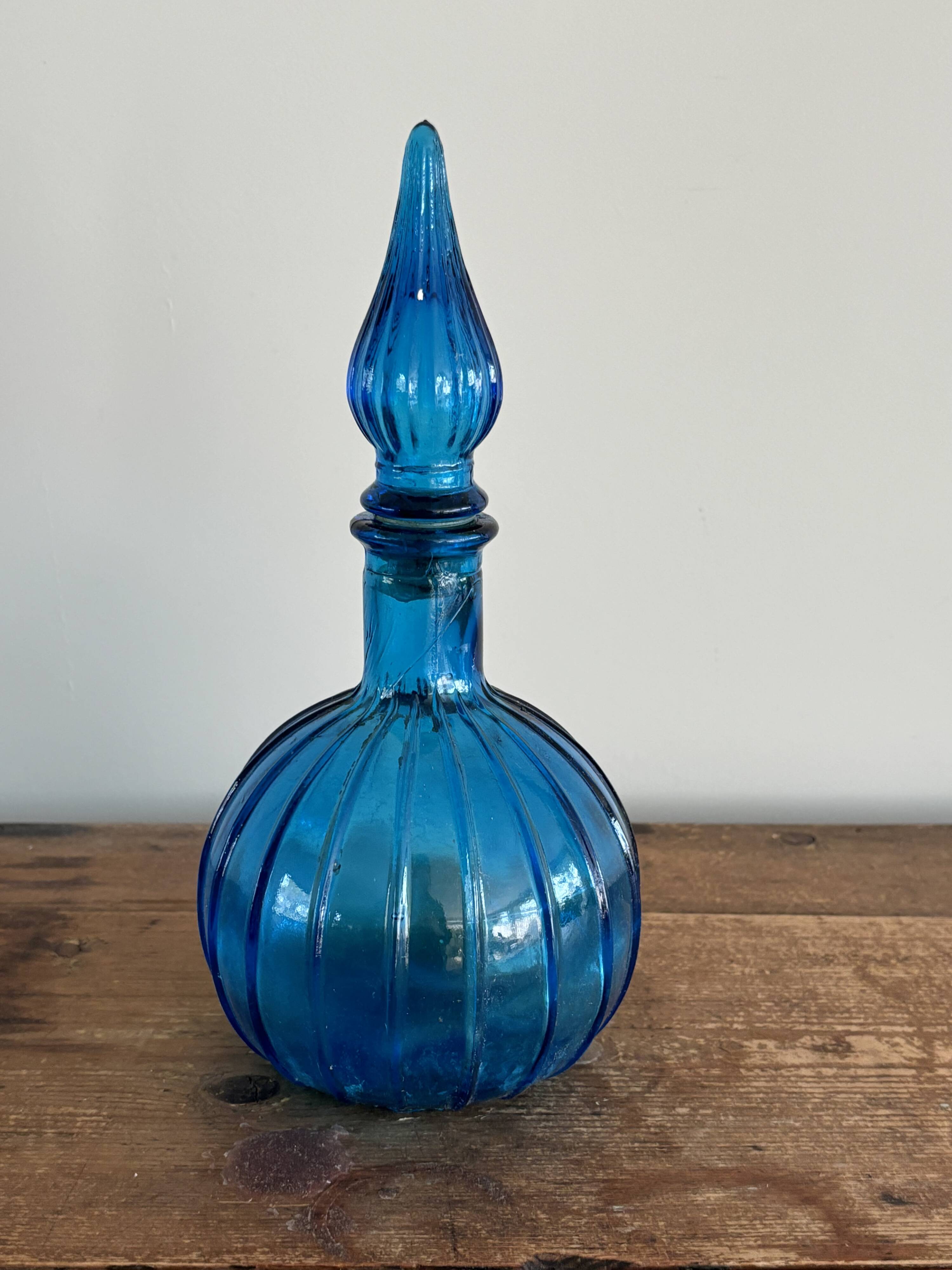 Vintage Empoli Glass Decanter with Stopper, Italy, 1960s