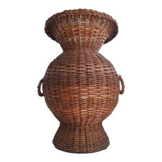 Vase pour fleurs sèches en osier