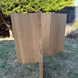 Travertine and wood dining table