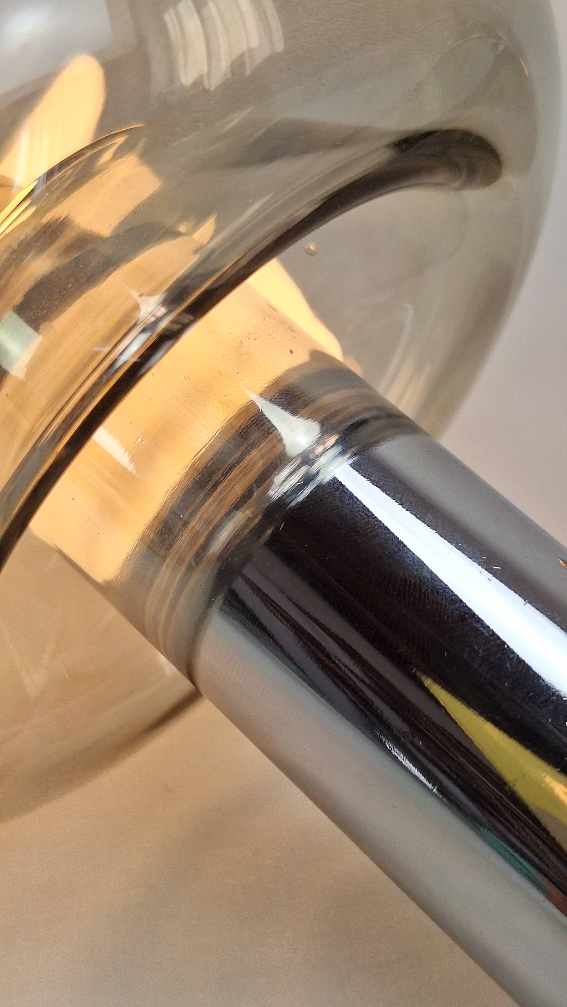 Chrome-plated metal and glass wall lights, 1970