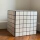 Checkerboard cube bedside table tiled white retro black tile