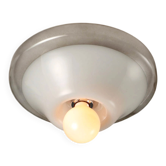 Vintage ceiling light in white and clear glass, Italian design from the 1970s.