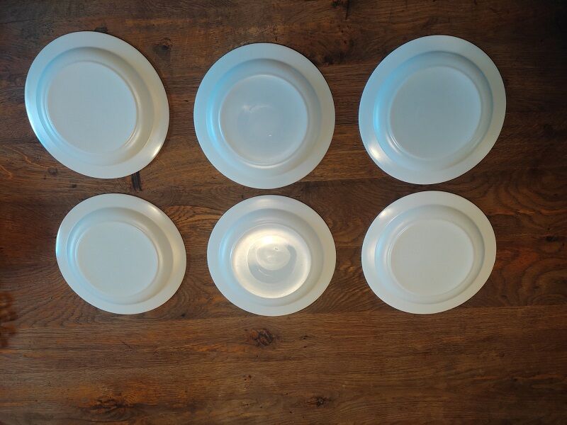 Flat plates Arcopal orange flowers