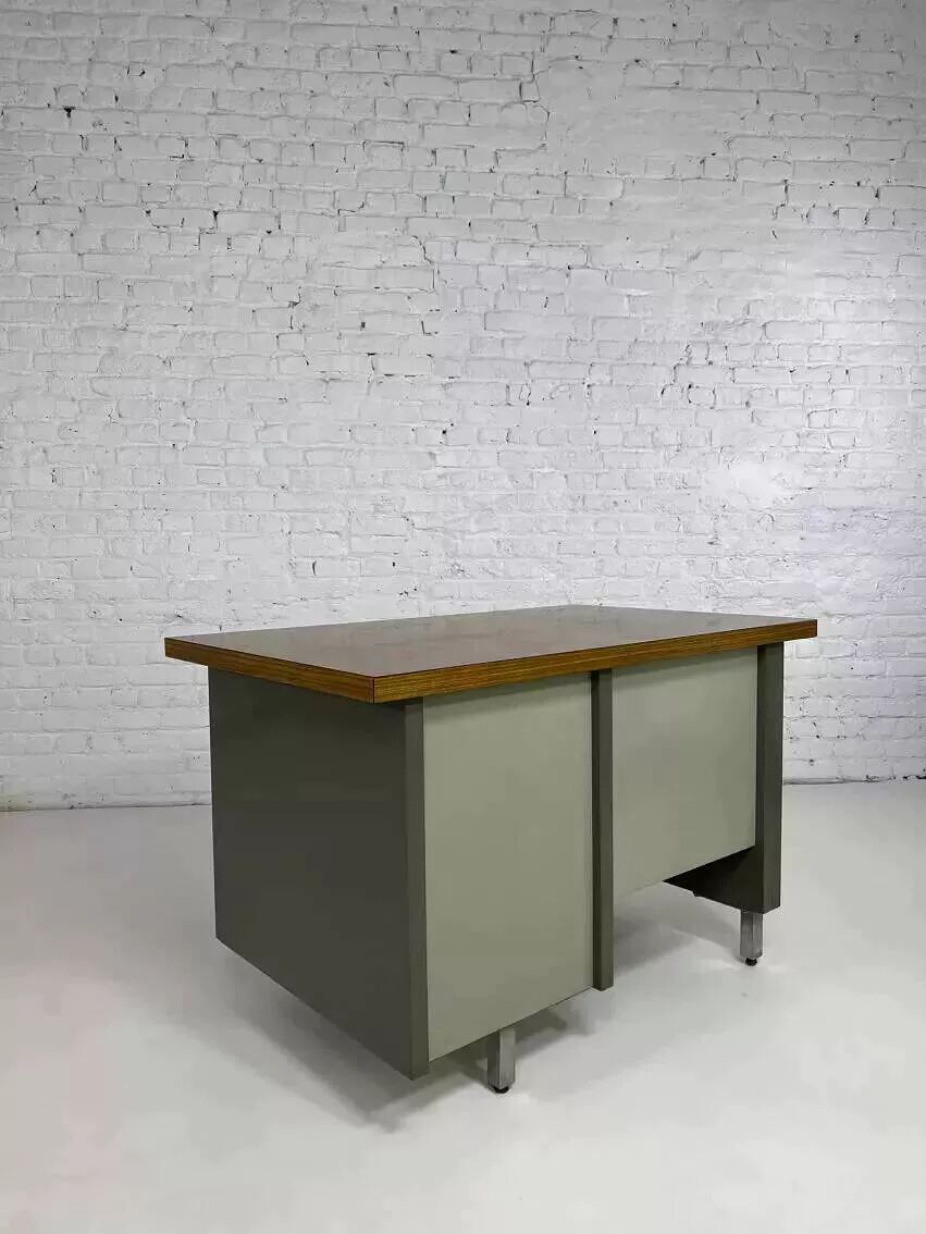 1950s industrial desk in metal and wood Remington Rand Fran