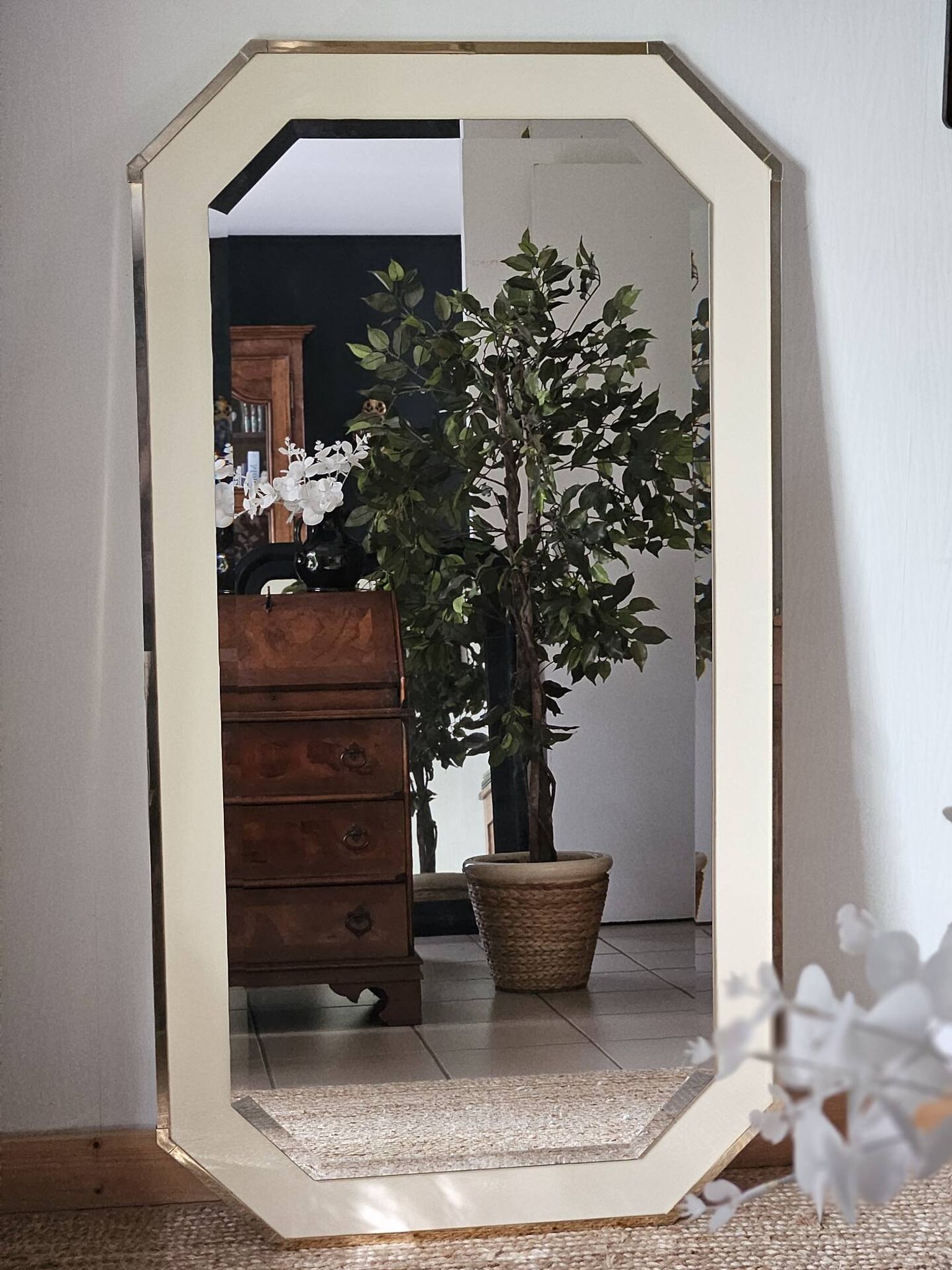 Grand miroir biseauté octogonal