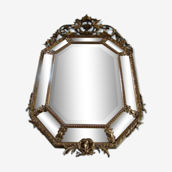 Miroir à pareclose doré fin XIX ème 130cmx85cm