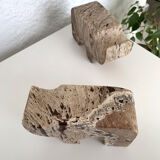 Pair of travertine rhinoceros bookends by Fratelli Mannelli, 1970s