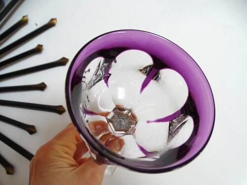 BACCARAT "Malmaison" Glass wine rhinestone double violet antique - 19 cm