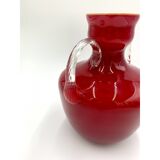 Large red glass vase Opalina Fiorentina Empoli, Italy, 1960s