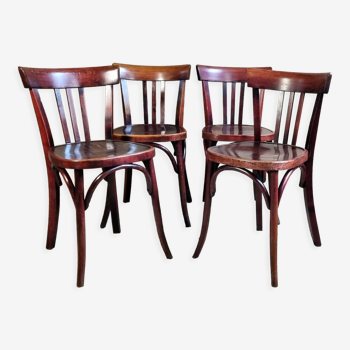 4 chaises bistrot Fischel 1935-1940 ca en bois courbé