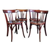 4 chaises bistrot Fischel 1935-1940 ca en bois courbé