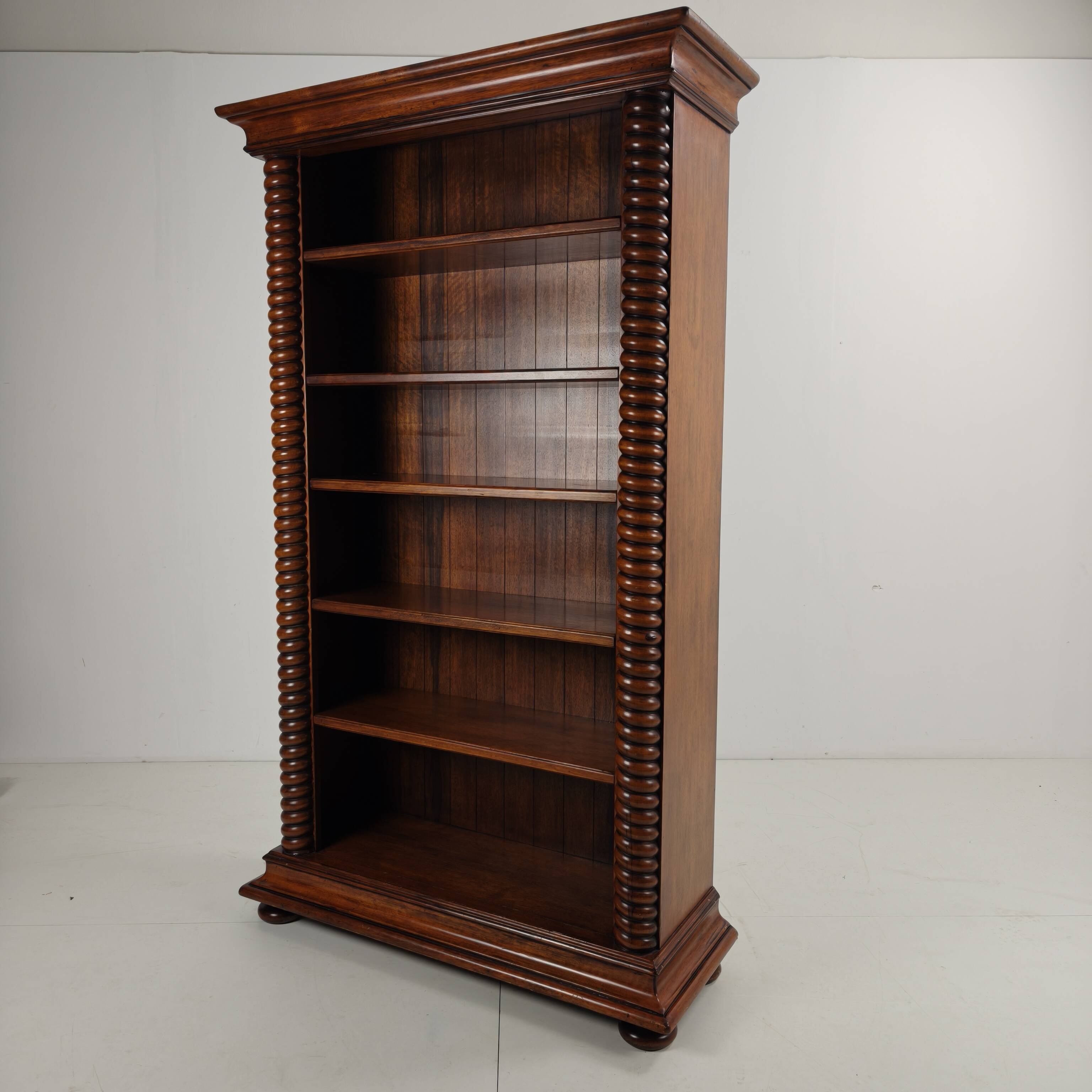 Barley Twist Open Bookcase – Solid Walnut, circa 1930
