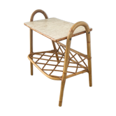 Table porte revue vintage en rotin