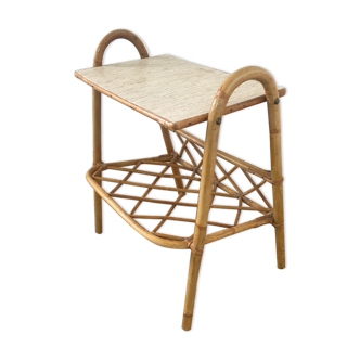 Table porte revue vintage en rotin
