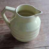 Art-deco pitcher in pale yellow earthenware