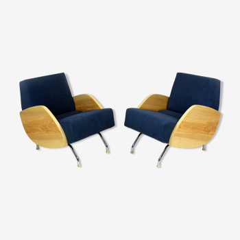 Suite de deux fauteuils en frêne R-360 du milieu du siècle par Janusz Różański, années 1960