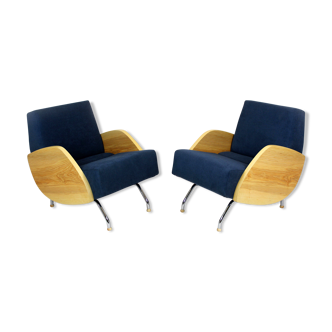 Mid-century r-360 ash armchairs by Janusz Różański, 1960s, Set of 2