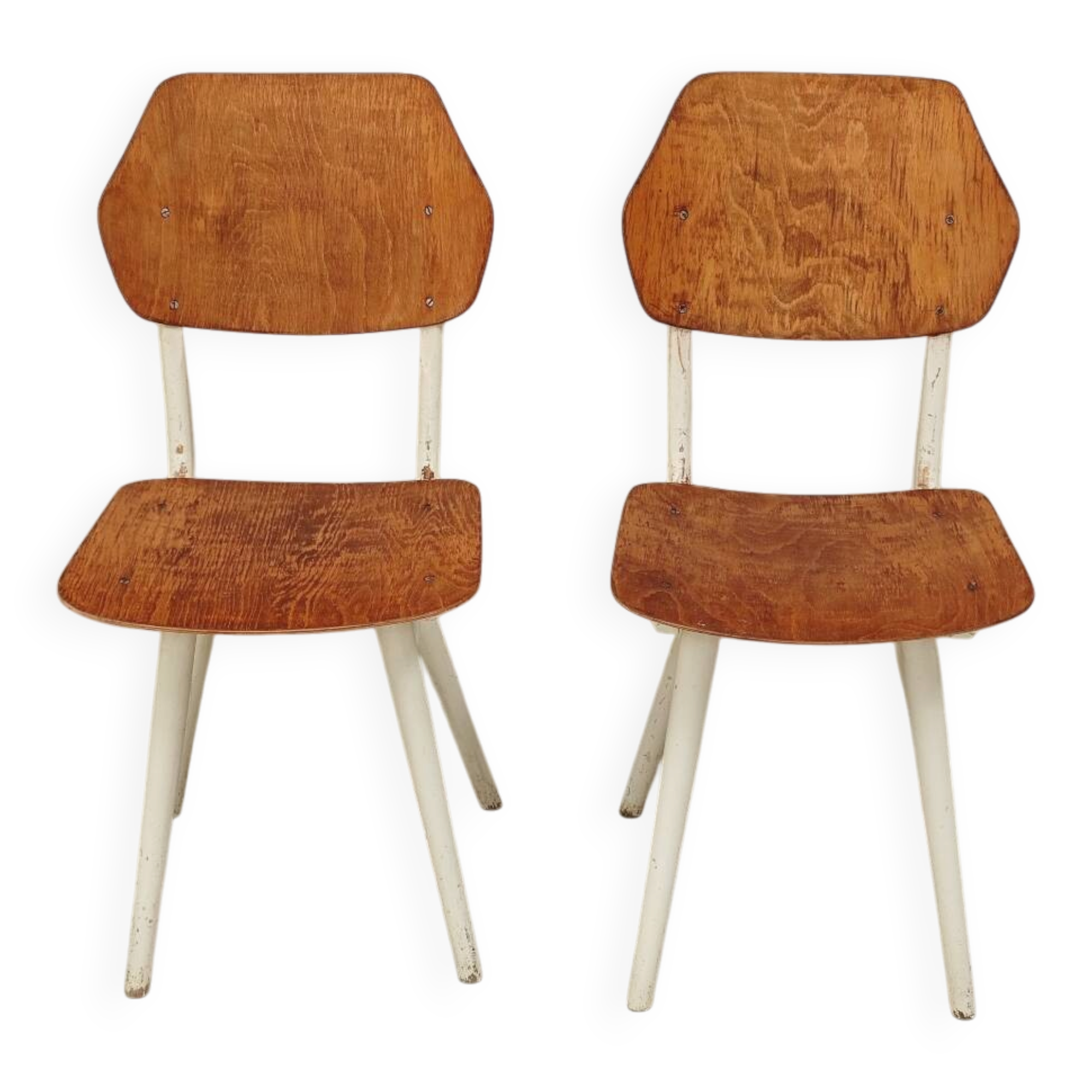Pair of chairs ex Czechoslovakia TON Thonet White and waxed wood