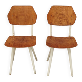 Pair of chairs ex Czechoslovakia TON Thonet White and waxed wood