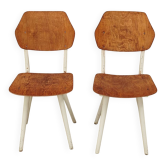 Pair of chairs ex Czechoslovakia TON Thonet White and waxed wood