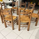 Set of 8 Charles Dudouyt Brutalist Dining Chairs 1960