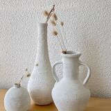 Lot de 3 vases grès blanc