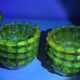 Vintage salad bowl service and 8 iridescent glass cups