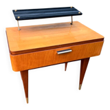 Vintage 1950s varnished glass shelf bedside table.