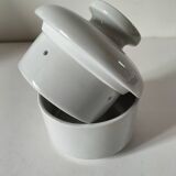 Vintage water butter dish in white porcelain - sleek design