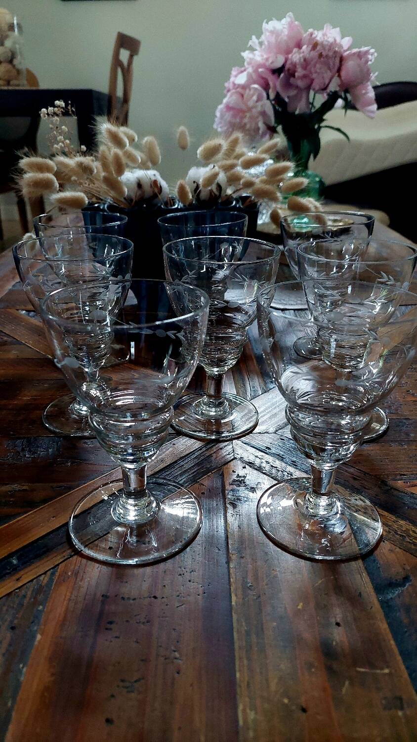 Set of 8 antique crystal glasses - 1940s-1950s