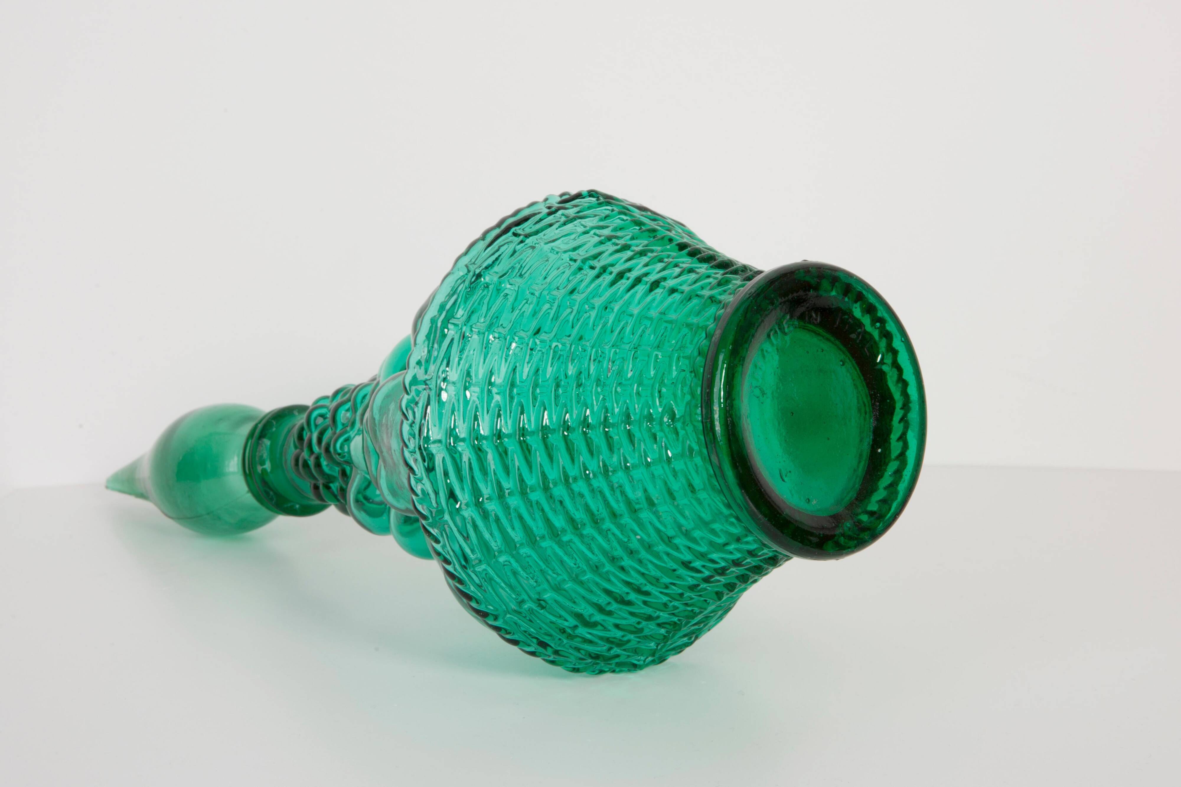 Green Glass Genie Carafe with Stopper, Italy, 1960s