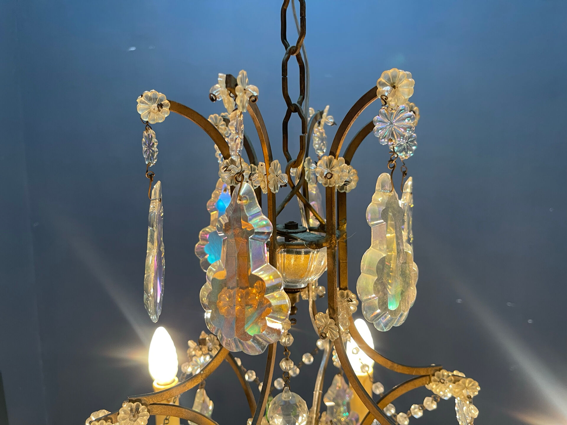 Multicoloured Murano Glass & Crystal Chandelier, 1950s