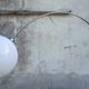 Chrome arc floor lamp with white globe, Space Age style from the 70s, BVH edition.