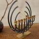 Menorah Hanoukia gold and silver plated, made in Israel by Karshi, 1970
