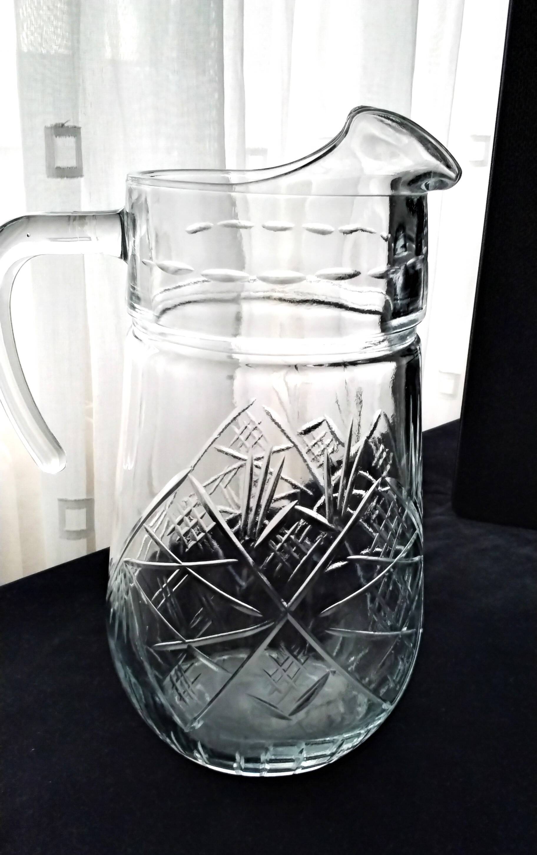 Jug, moulded pressed glass water carafe 1.6 L