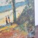 Oil on canvas painting forest by the sea