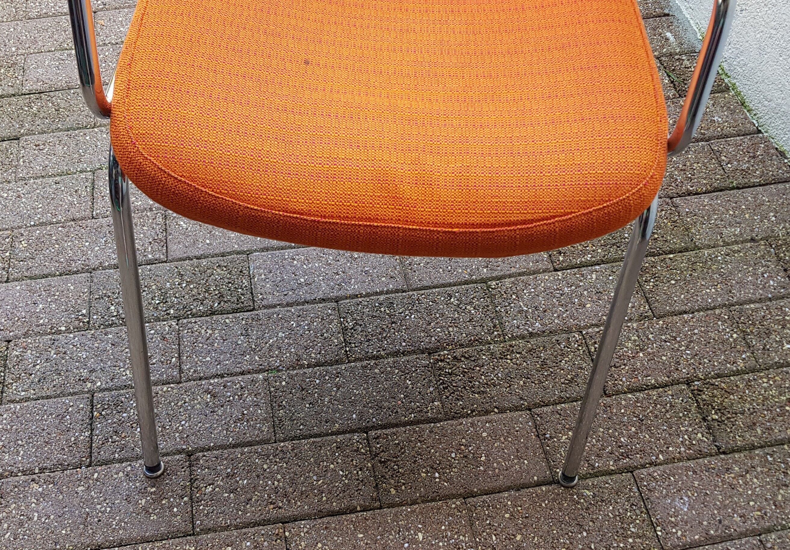 Orange fabrics and chrome armchair 70