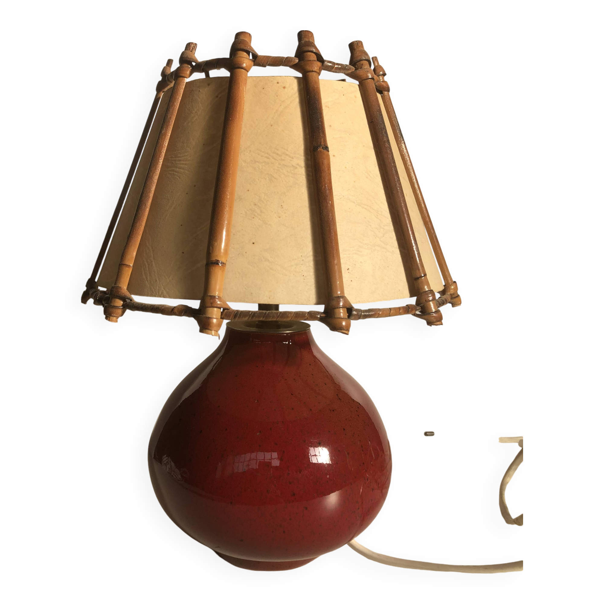Lampe céramique rouge