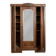 Old solid wood wardrobe with three vintage mirror doors