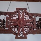 Pair of chandeliers suspensions in cast iron and 19th century wrought iron