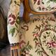 Louis XVI style medallion armchair with floral needlepoint tapestry