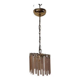 Suspension with pink glass pendants, 1980s