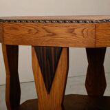 Dutch Art Deco Amsterdam School side table in solid oak, 1930s