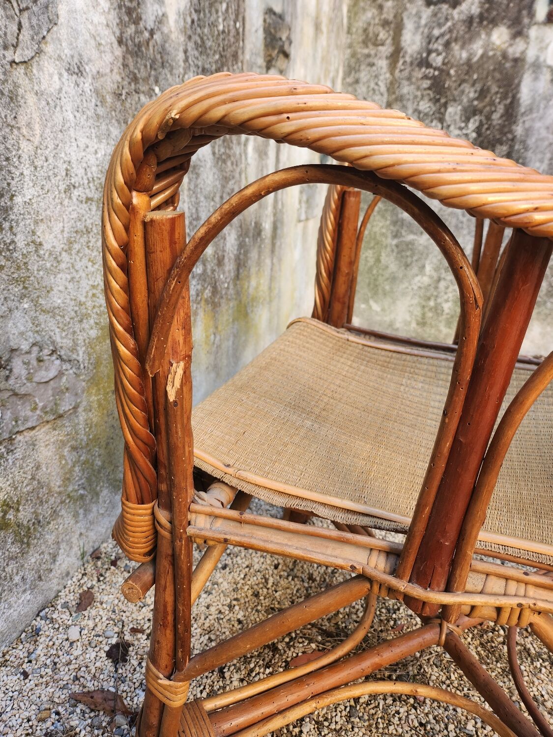 Fauteil rotin vintage