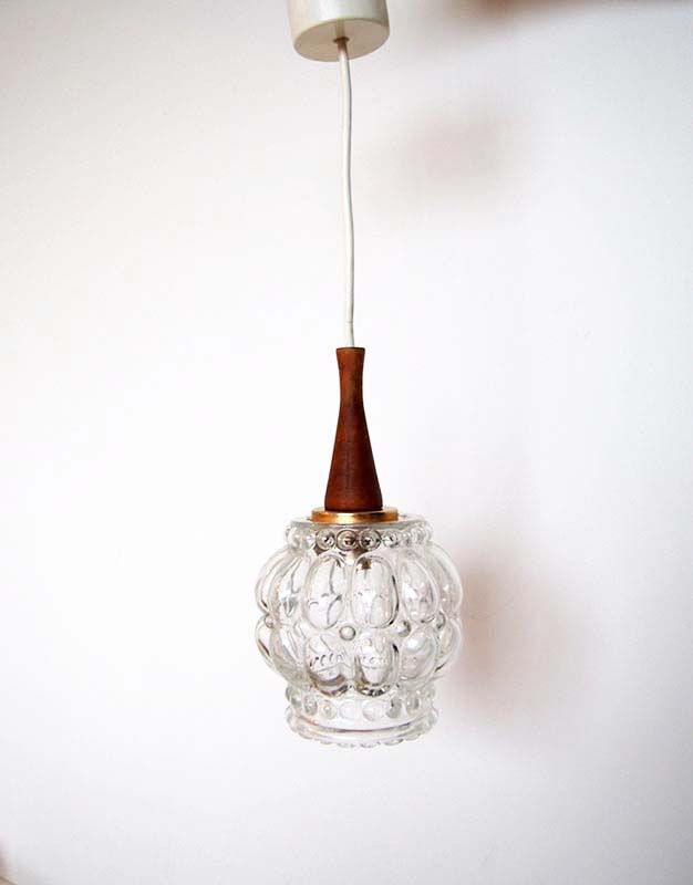 Suspension en verre et bois