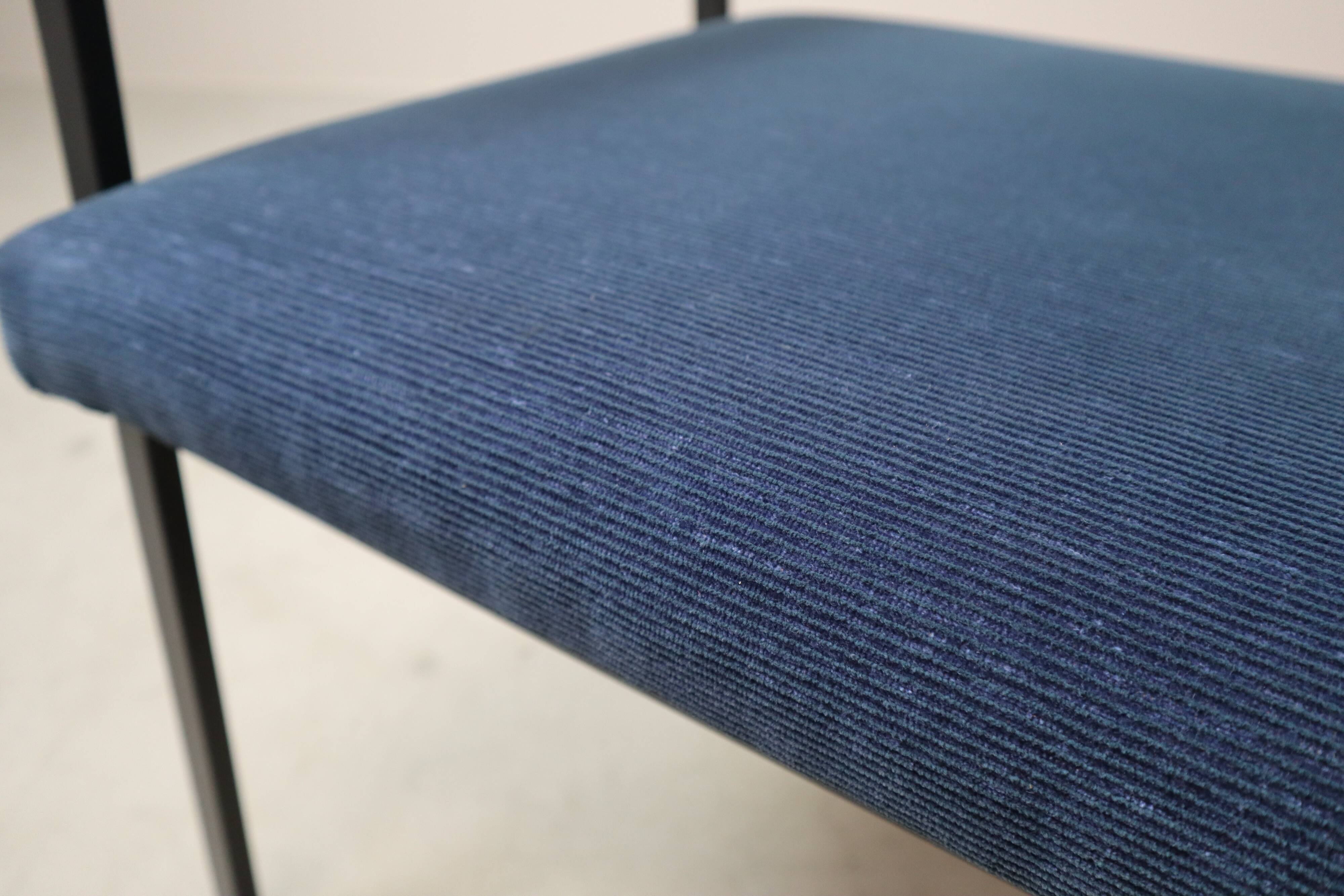 Pair of Postmodern armchairs in steel and mahogany, 1970s